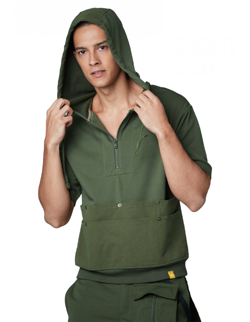 C by camel active Half-zip Short Sleeves with Oversized Hoodie  (291-SS21CF193-2XL)